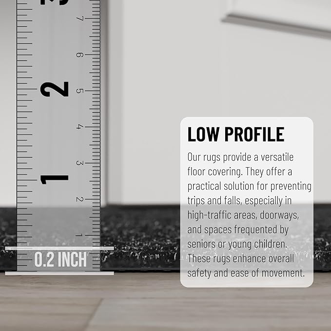 Ottomanson 2' x 54' Hallway Runner with Scraper Pile Extra Durable Non-Slip Rug Mat for Indoor & Outdoor Use - Ideal for Kitchen, Entryway, Patio & Garage - High-Traffic Carpet, Black