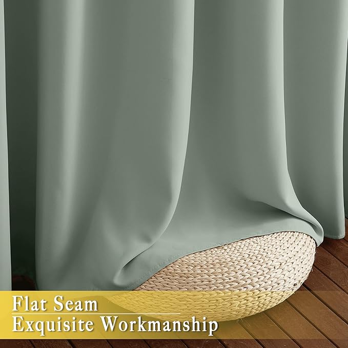 NICETOWN Blackout Sage Green Living Room Divider Curtain for Bedroom, Thermal Insulated Grommet Room Darkening Window Treatment Sound Dampening, W80 x L90, 1 Panel