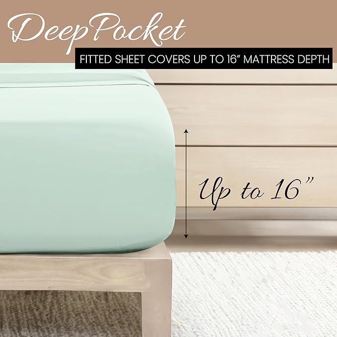 Linen Market Brushed Microfiber Twin XL Sheet Set 3 Piece – Oeko-TEX Certified Ultra Soft & Wrinkle-Free - 16" Deep Pocket Sheets - Easy Care Twin XL Size - Mint