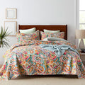 Cotton Bedspread Quilt Sets, Reversible Bedding Coverlet Sets Comforter, Gorgeous Red Floral Paisley Bedspread, King Size