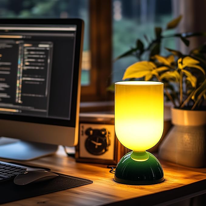 8.9" Modern Glass Table Lamp for Living Room, Dimmable Desk Lamps for Bedroom, UL Listed Nightstand Lamp with Dome Base, End Table Lamps for Side Tables, College Dorm, Office, Glossy Green