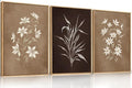LHIUEM Large Vintage Neutral Botanical Framed Wall Art Set,Brown and Black Flower Wall Decor,Nature Wildflower Artwork,Rustic Plant Floral Art Prints for Living Room,Bedroom,Farmhouse - 24"x36"x3