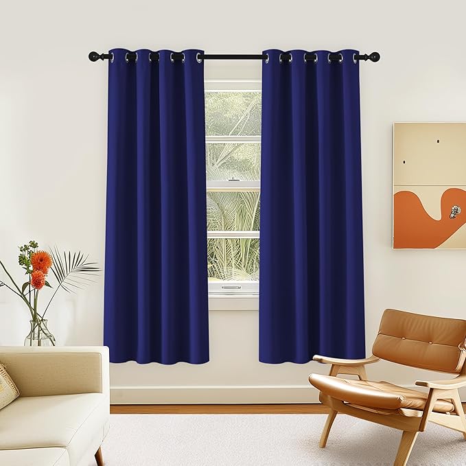 NICETOWN Room Darkening Curtain for Living Room - Energy Saving Thermal Insulated Grommet Room Darkening Curtain/Drape for Bedroom (1 Panel, 46 by 72, Navy Blue)