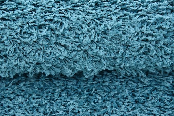 Unique Loom Solid Shag Collection Area Rug (4' 1" x 6' 1" Rectangle, Deep Aqua Blue)