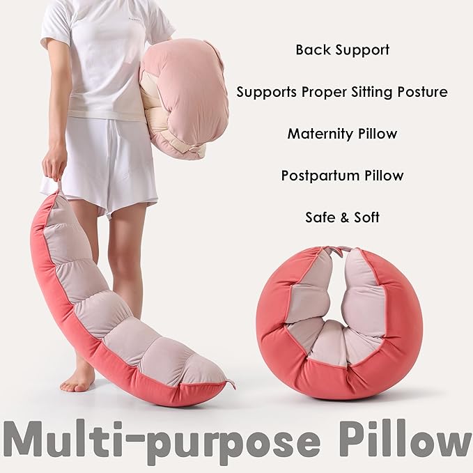 Peallow(Pat. Pend) – Long Round Body Pillow for Adults, Bolster Pillow for Sleeping, Soft and Supportive Pillow for Sleeping & Lumbar Support