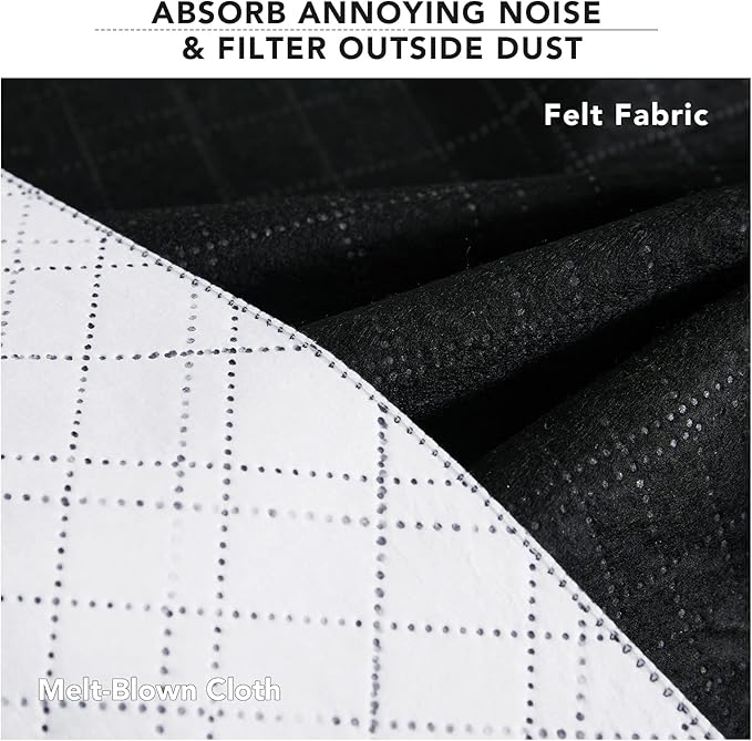 RYB HOME 100% White Blackout Curtains, Anti Dust Small Particle Mountain Fires Smog Filter Drapes Noise Reducing Energy Effieient Window Dressing for Furance Nursery Bedroom, W52 x L63 inch, 2 Panels