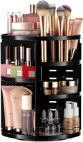 360 Rotating Makeup Organizer - Adjustable Shelf Height and Fully Rotatable. The Perfect Cosmetic Organizer for Bedroom Dresser or Vanity Countertop. (Black)