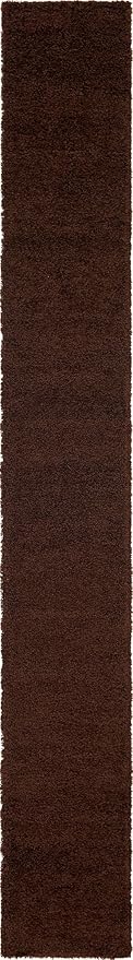 Unique Loom Solid Shag Collection Area Rug (2' 6" x 19' 8" Runner, Chocolate Brown)