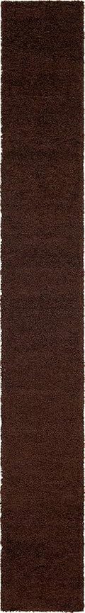 Unique Loom Solid Shag Collection Area Rug (2' 6" x 19' 8" Runner, Chocolate Brown)