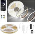 COB LED Strip Lights Cool White,24V Dimmable led Light Strip KIT with Remote and app Control,6000K 9.84FT/3m 8mmwide Ra>90 Cuttable Flexible Strip Lights for Bedroom,Wardrobe,Cabinet