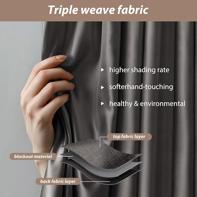 Room Divider Curtains with Ceiling Curtain Track Set Window Curtain for Bedroom,Living Room Total Blackout Thermal Insulated Privacy Ceiling Track Curtain W 15 × H 8 FT Grey drape&Black track