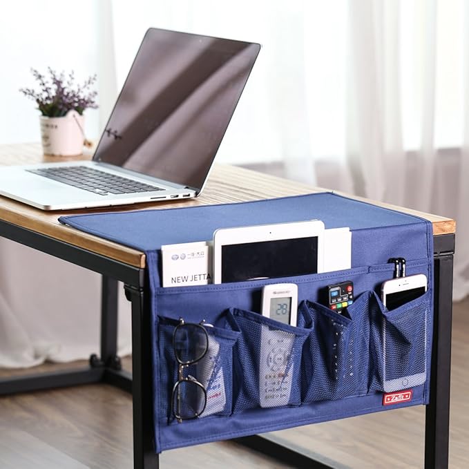 Zafit 6 Pockets Bedside Storage Organizer, Table cabinet Storage Organizer Bedside Organizer Caddy for Remotes Phone Glasses (6 Pockets-Blue)