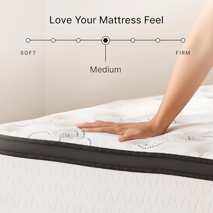 Signature Design by Ashley Chime Hybrid Full 12" Mattress with Gel Memory Foam, Medium Firm, Pressure Relief, Fiberglass Free Mattress in a Box