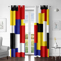 Colorful 100% Blackout Curtains for Bedroom 96 inch Long 2 Panels Set Red Yellow Modern Abstract Geometric Black Out Curtains Insulated Room Darkening Window Drapes for Living Room, 52Wx96L