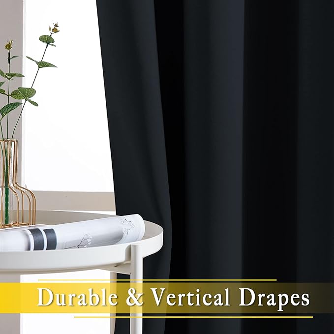 NICETOWN Blackout Curtain for Sliding Glass Door, Grommet Top Thermal Insulated Weighted Wide Drapes/Draperies for Bedroom/Living Room (Black, 80 by 95 inches, 1 Panel)