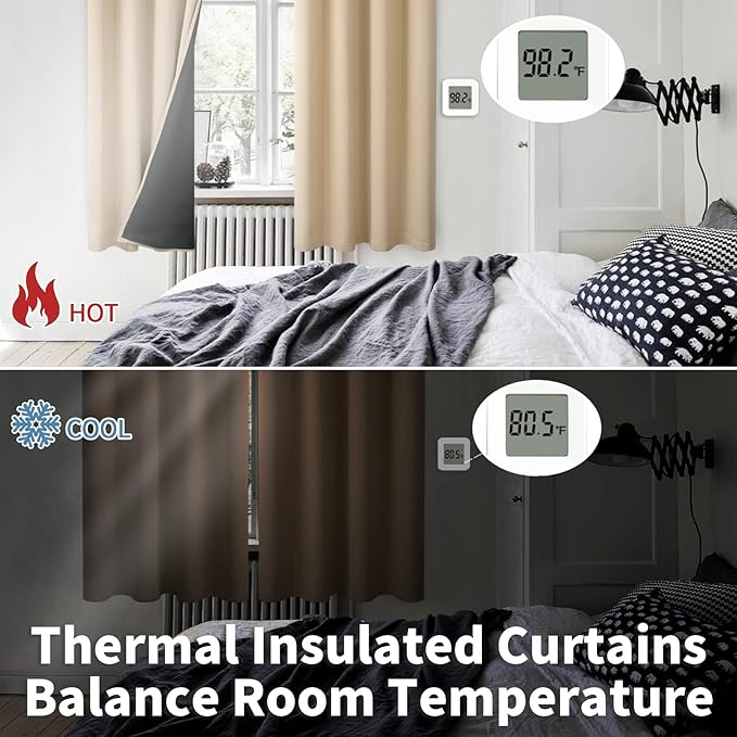 BGment Beige Blackout Curtains 95 Inches Long 2 Panels Set for Living Room, Thermal Insulated 100% Light Blocking Curtains & Drapes, Grommet Soundproof Curtains for Bedroom Window, Each 52 Wide