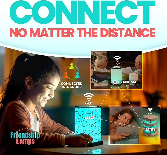 Friendship Lamp® by Filimin Classic - Best Friend Lamps Wi-Fi Touch Lamp LED Light for Long-Distance, Connection, Relationship, Friendship, Gifts, Love, 200+ Colors, App Setup - Set of 6