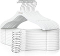 TOPIA HANGER Wooden Coat Hangers 24 Pack, Premium Wood Suit Sweater No Shoulder Bump Hangers, 360° Swivel Hook and Cut Notches Clothes Hangers for Sweater, Coat, Shirts, Hoodies, Dress, White CT85W