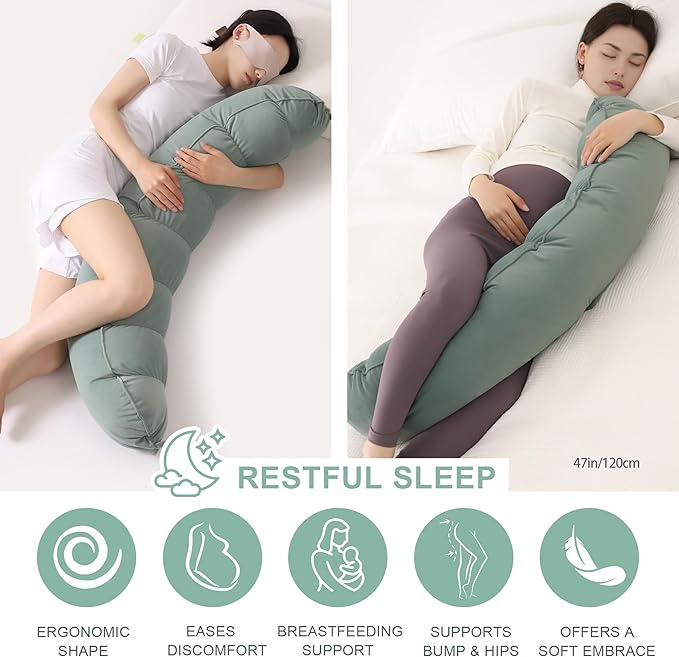 Peallow(Pat. Pend) – Long Round Body Pillow for Adults, Bolster Pillow for Sleeping, Soft and Supportive Pillow for Sleeping & Lumbar Support