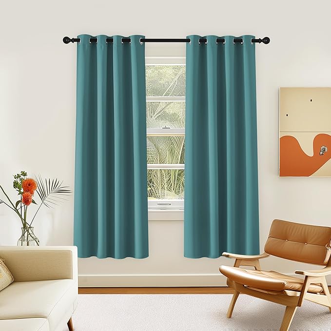 NICETOWN Room Darkening Curtain for Living Room - Energy Saving Thermal Insulated Grommet Room Darkening Curtain/Drape for Bedroom (1 Panel, 46 by 72, Sea Teal)