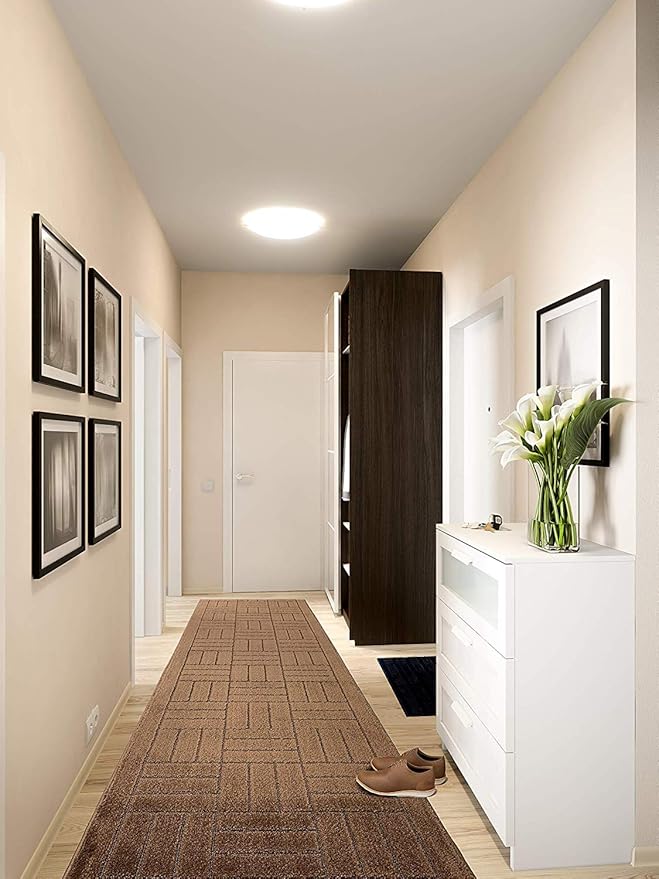 Custom Length Hallway Runner Rug,Slip Resistant,Bricks Brown, 26 Inch X 26 feet, Sold and Priced Per Foot