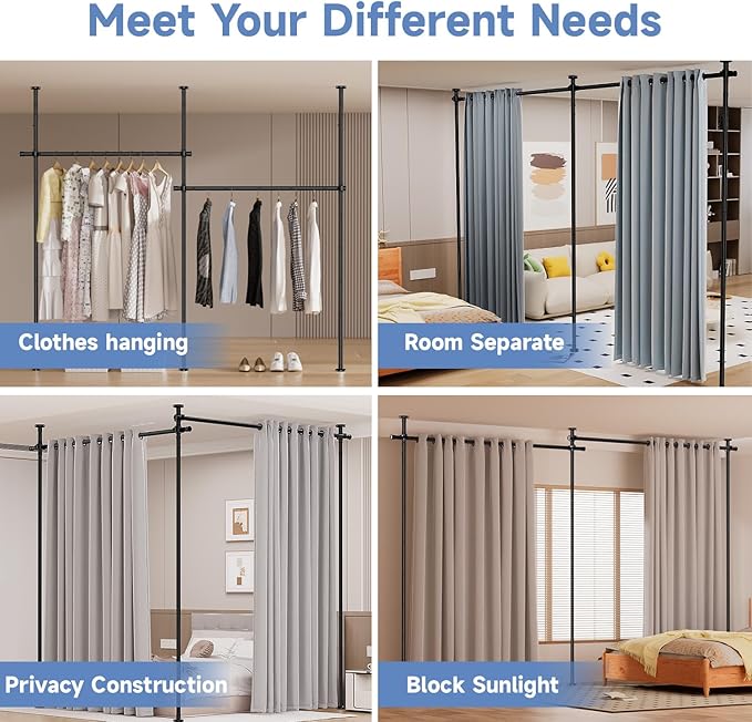 Room Divider Folding Privacy Screens with Wheels, 6FT Tall Divider for Room Separation, Movable Room Partitons and Dividers, Indoor Room Dividers Panel with Fabric (Black, 1 Panel-114‘’)