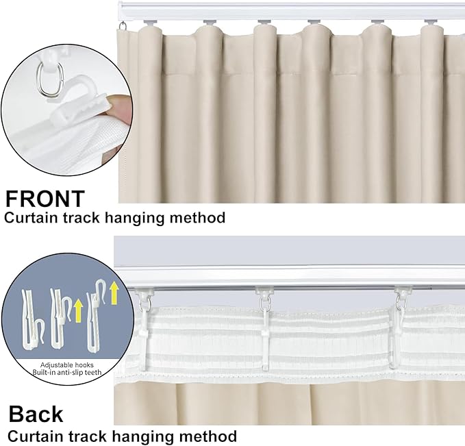 Room Divider Blackout Curtain Track Curtains Wall Dividers Panels Screen for Living Rooms Bedroom Office Privacy Partition Separation, W150 × L84 Inch,1 Panel, Beige