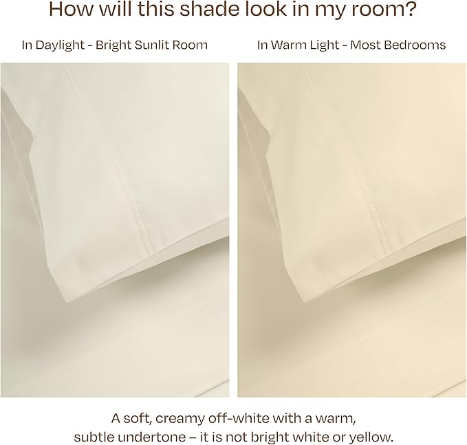 California Design Den Luxury King Bed Sheets Set - Buttery Soft 800 Thread Count Sateen, 100% Cotton Bed Sheets Set - Deep Pockets, Durable Bedding - Ivory (Cream Tone)