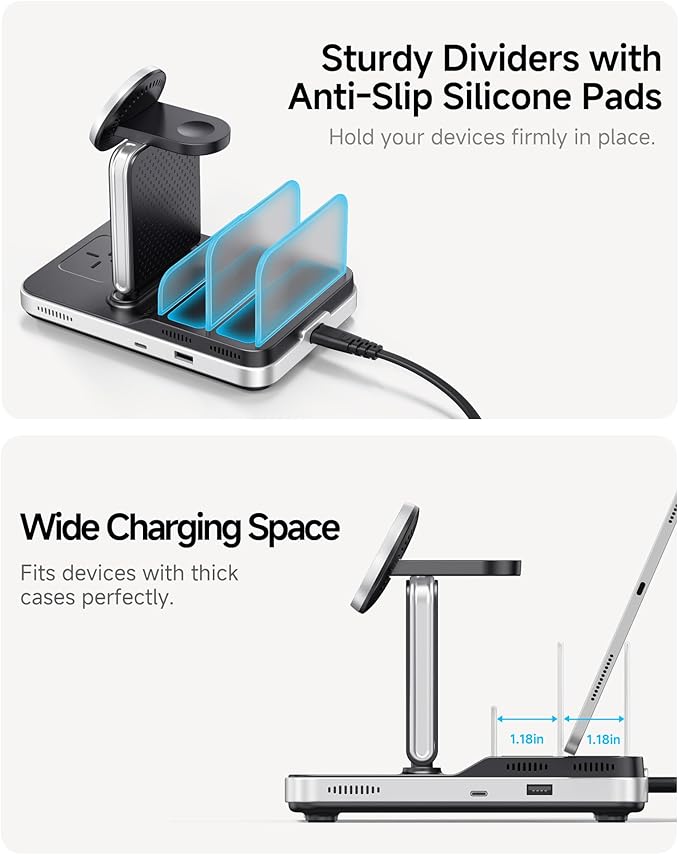 Magnetic Charger for iPhone, SwanScout 901M, Charging Station for Apple Multiple Devices, for iPhone 17/16/15/14/13 Series, for Apple Watch 11/10/9/8/7, Ultra 3/SE 3, for AirPods/iPad/Tablet/Switch