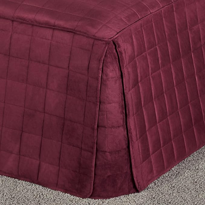 Touch of Class Camden Luxury Bedding | Neutral Claret Color | Grande Fitted Bedspread | Faux Suede Box Quilted Design | Designed 3 Piece Set Includes Full Bedspread and 2 Standard Shams