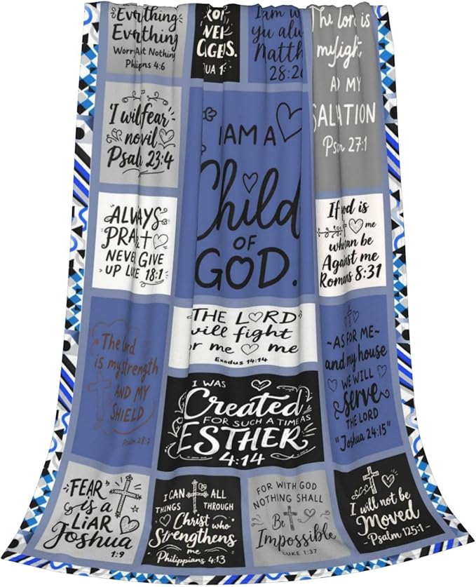 Christian Throw Blanket for Couch, Inspirational Gift for Women, Super Soft Plush Flannel Blanket, 30"x 40" Thoughts and Prayers Blankets for Bedroom Sofa Living Room Decoration