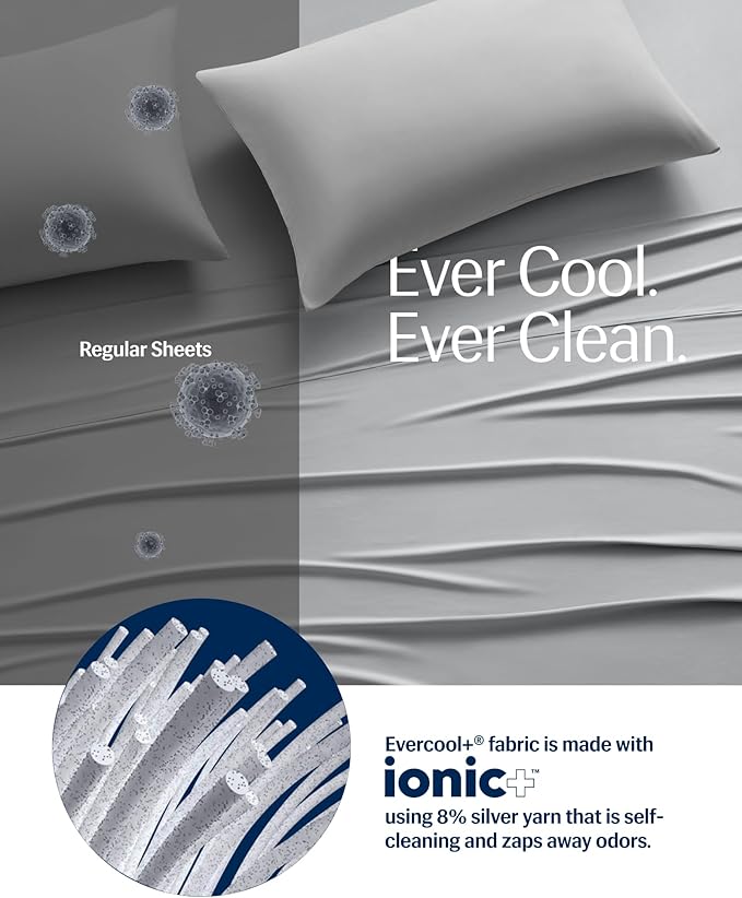 REST® Evercool®+ Top Sheet, Full/Queen Size, Light Gray, 93"X108" (1 Flat Sheet only)