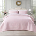 KASENTEX Oversized Queen Quilt Set 102"x106" – Soft Washed 3-Layer Lightweight Bedspread, Minimalist Nordic Design, All-Season Spring & Summer Quilt Set (1 Quilt + 2 Pillow Shams), Pink