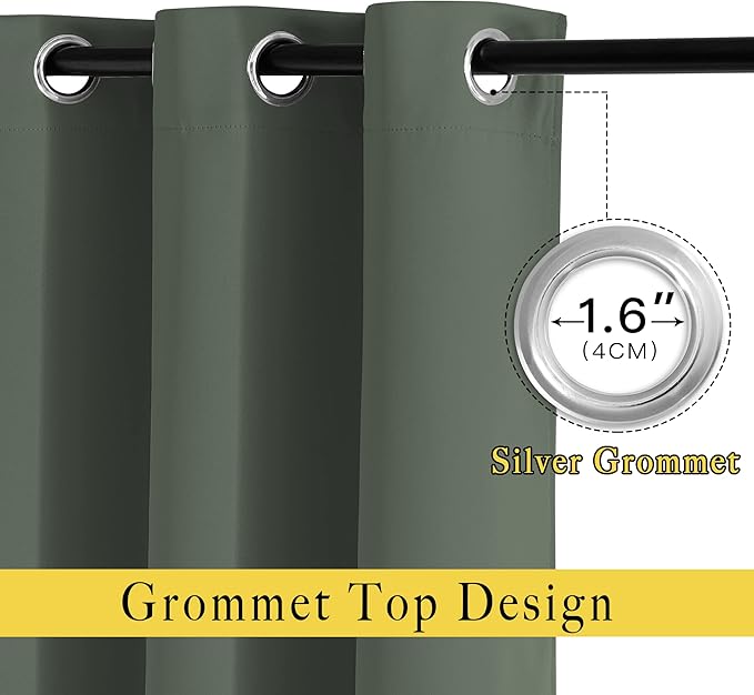 NICETOWN Blackout Curtains & Drapes for Bedroom - Room Darkening Thermal Insulated Grommet Voice Reducing Room Dividers Window Drapes (Dark Mallard, 2 Panels, W66 x L72)