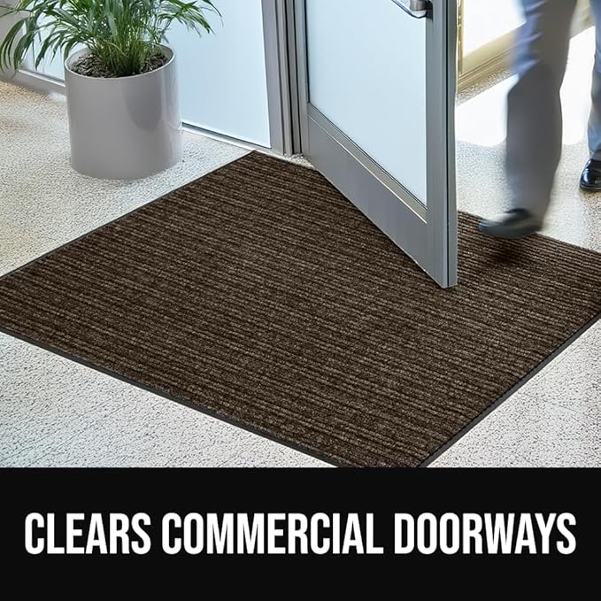 GORILLA GRIP Waterproof Traffic Guard Door Mat, 70x24, Heavy Duty Entryway Mats, Strong Rubber Back Commercial Utility Rugs for Office Hallway, Garage Floor and Home, Low Profile Carpet Runner, Brown