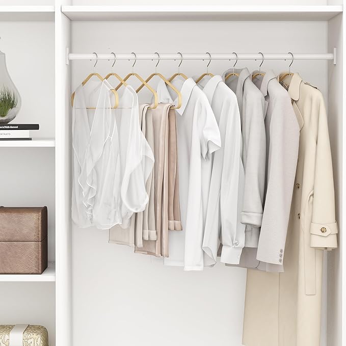 Bamboo Hangers - 50 Pack Slim Coat Hangers - 360-Degree Rotatable Hook, Suitable for Clothes, Jacket, Shirt, Tank Top, Pant (Natural, 50)