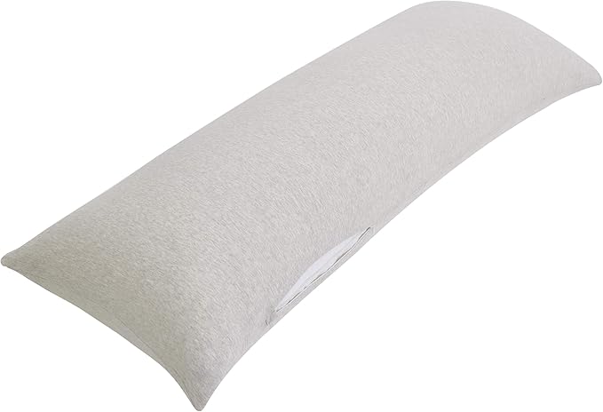 Oubonun 100% Jersey Cotton Body Pillow Cover with Zipper - Luxury Soft Removable Pillow Case - Long Fuzzy - Knitted (Cream, 21"X54")