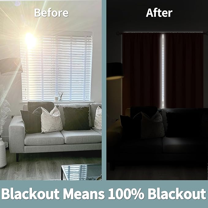 BGment Terracotta 100% Blackout Curtains for Bedroom, Fall Full Room Darkening Noise Reducing Living Room Curtains 63 Inch Length, Thermal Insulated Rod Pocket Window Drapes 2 Panels, 42 Inch Wide