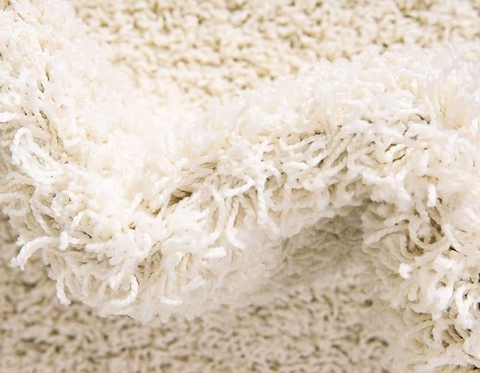 Unique Loom Solid Shag Collection Area Rug (2' 7" x 19' 8" Runner, Pure Ivory)