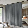 Room Divider Curtains Total Blackout Privacy Curtain Panel Room Thermal Insulated Noise Reduction Curtains for Bedroom Window Living Room Ceiling Track Curtain W 12.5 ft × H 7 ft Dark-Grey