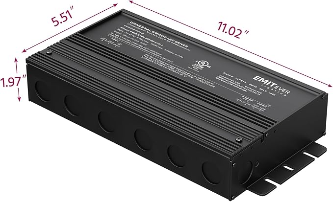 EMITEVER Dimmable Led Driver, 500W AC 110V-277V to DC 24V Transformer, 5-in-1 Dimming: ELV/MLV/TRIAC / 0-10V / 1-10V / 10V PWM/Potentiometer, Waterproof IP67 and UL Listed