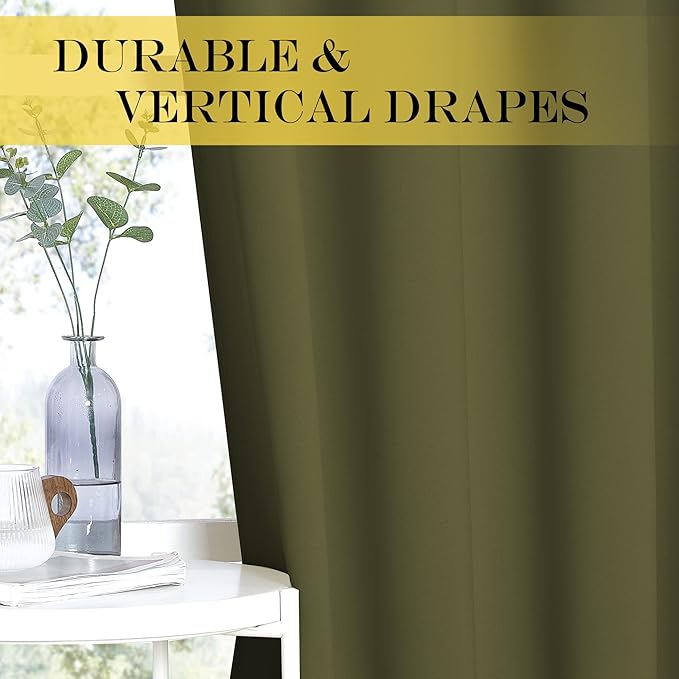 NICETOWN Blackout Curtains for Sliding Glass Door Room Divider Noise Reduce Curtain Panel Portable Window Screen Sliding Partition, W100 x L102 inches, 1 Panel, Olive Green