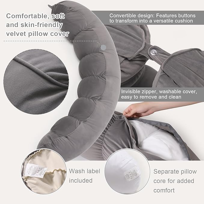 Peallow(Pat. Pend) – Long Round Body Pillow for Adults, Bolster Pillow for Sleeping, Soft and Supportive Pillow for Sleeping & Lumbar Support