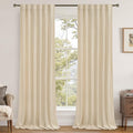 LAMIT Beige Velvet Curtains for Living Room 120 Inches Long, Elegant Thermal Insulated Panels Noise Reducing Back Tab and Rod Pocket Drapes for Bedroom, 2 Panels, 52 x 120 Inch