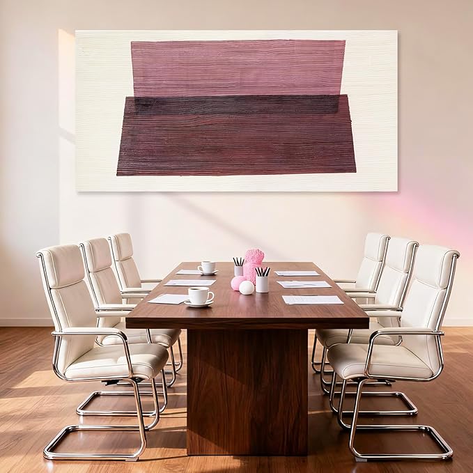 YETHEN WAL Burgundy Abstract Wall Decor Large Hand-Painted Textured Canvas Art Minimalist Painting for Living Room Bedroom Office 24x48 Inch