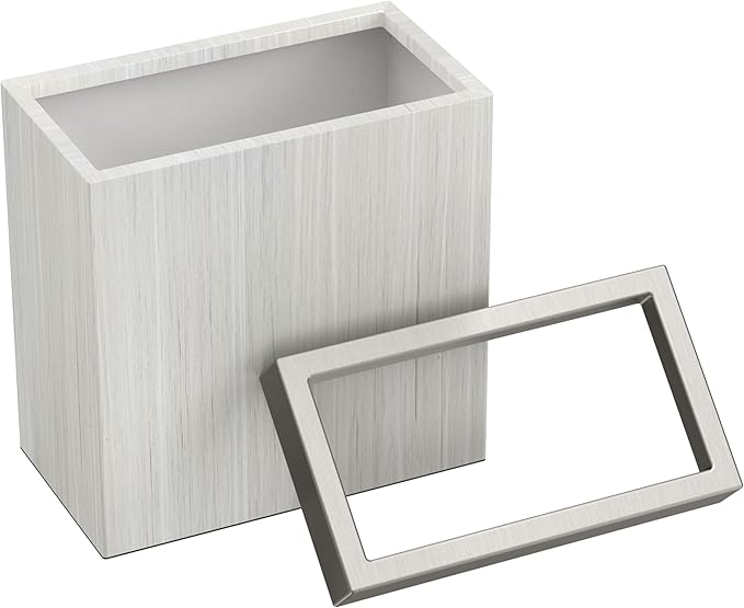 Gatco Modern Rectangle Wastebasket, White Oak/Satin Nickel Lid - Stainless Steel Trash Can with Removable Lid, Leakproof, 3 Gallon Capacity for Bathroom, Bedroom, Kitchen, or Office