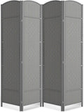 Paper Rope Room Divider, 4 Panel Wood Mesh Woven Design Screen with Double Sides Weaved, Foldable Portable Partition Divider Screen for Decorationg of Bedroom,LivingRoom,Office Separator