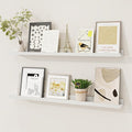 Picture Ledge Shelf, Floating Shelves Set of 2, 32 Inches Solid Wood Nursery Book Shelves for Toys Storage, Kids Bookshelf Wall Mounted for Living Room Bedroom Decor Books Photo Frames, White