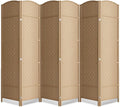 6 Panel Room Divider,6Ft Folding Privacy Screen,Tall - Extra Wide Foldable Panel Partition Wall Divider with Diamond Double-Weaved Hand-Woven Design Room Screen Divider