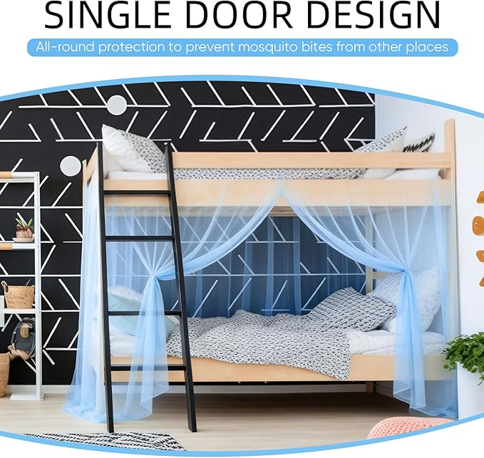 4 Corners Mosquito Net for Mosquiteros para Camas Bed Canopies Netting Bed Drapes Rectangular Mosquito Mesh for Camping Home Outdoor Travel(Blue,L75 X W35.5 X H59 Inch,1 Opening)